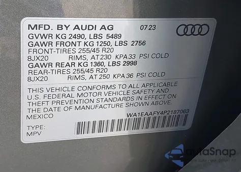 2023 Audi Q5 Premium Plus 45 Tfsi S Line Quattro from USA, damaged, VIN WA1EAAFY4P2187063